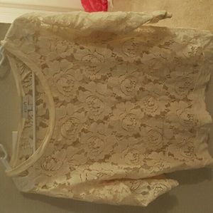White lace, see through, 3/4 length sleeves top