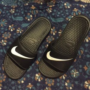 Nike Black Benassi Slide On Shoes