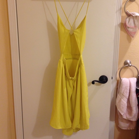 Sold***Yellow skater cutout backless dress - Picture 4 of 4