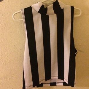 Striped crop top with a cut out back