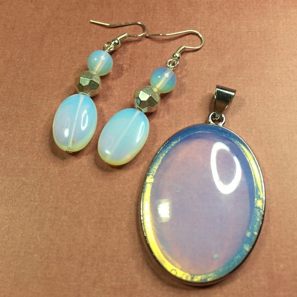 CH3 Genuine Opalite pendant and earrings set