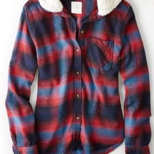 American eagle fur hooded flannel