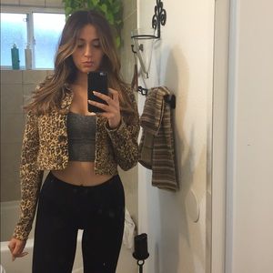 Guess cheetah print jean jacket