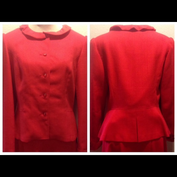SALE! 🍒 1980s Red Linen Skirt and Jacket - NWOT - Picture 1 of 4