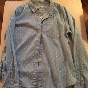 Madewell Chambray Polka Dot Shirt