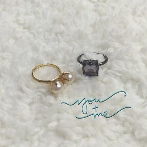 2 Rings {Pearl & Rhinestone}