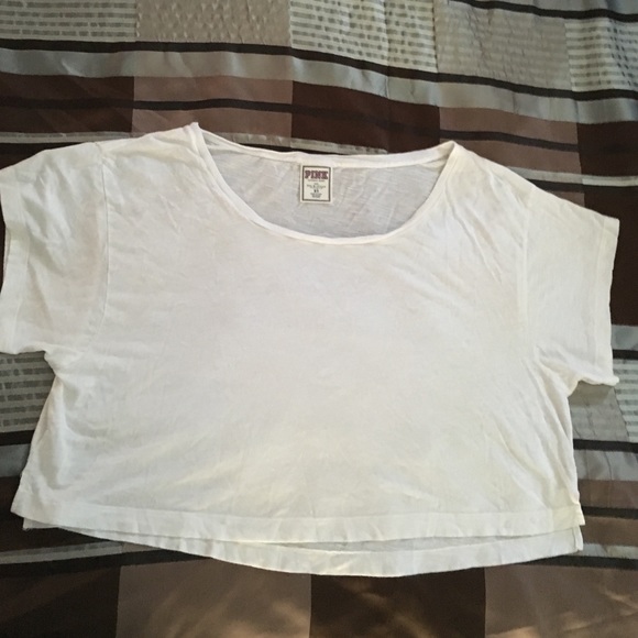 VS Pink white oversized crop T-shirt