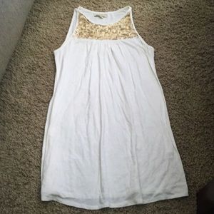 Forever 21 Cream/Gold Sequin Tunic