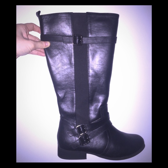 Black Wide Calf Riding Boots