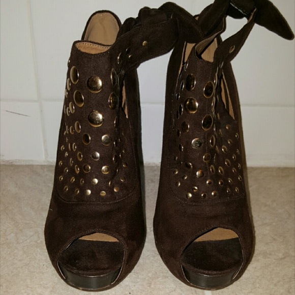 Brown Booties with Gold Accents