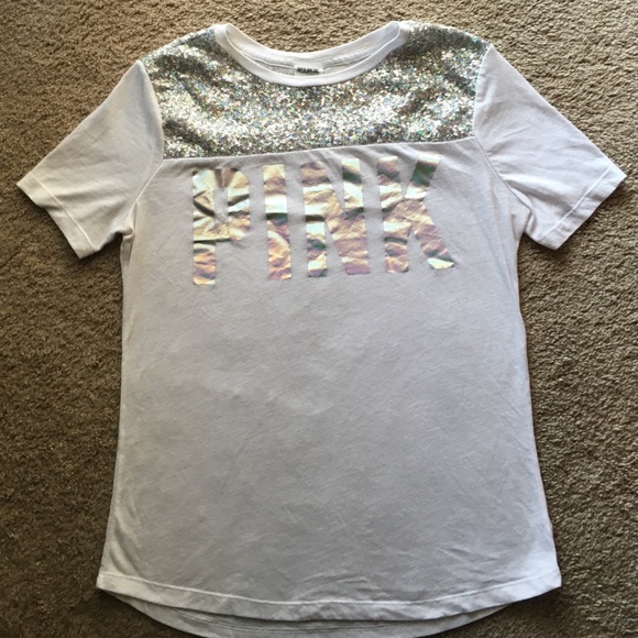 VS Pink T shirt with sequins