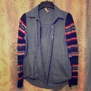 Free people sweater sleeve/ button down