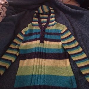 Blue and green striped sweater