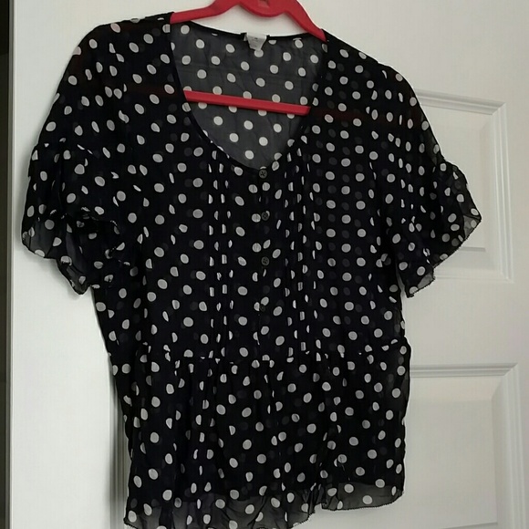 Flowy polka dot j crew blouse - Picture 1 of 3