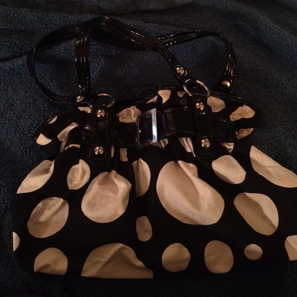 Black and white polka dot purse