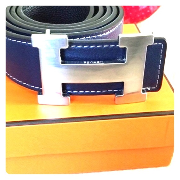 Hermes silver/navy belt