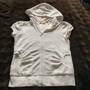 White Terry Cloth Zip Up Hoodie
