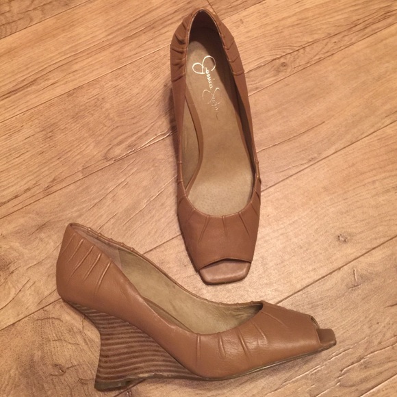 Peep toe wedges