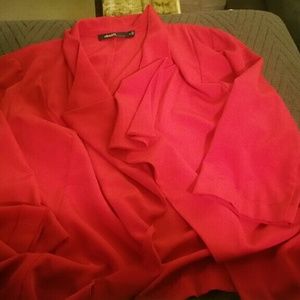 Red Eloquii 3/4 sleeve open blazer