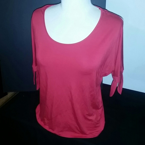 Open Sleeve Red Bat Wing Top