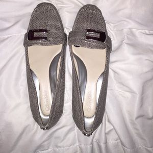 Gray snake skin Calvin Klein flats