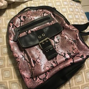 Nine West pink snake print mini backpack