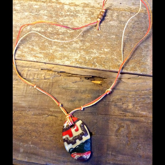 Glass Aztec Tribal Necklace NWOT