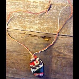 Glass Aztec Tribal Necklace NWOT