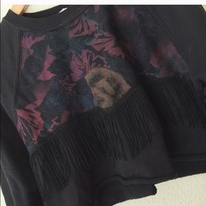 Fringe crop sweatshirt