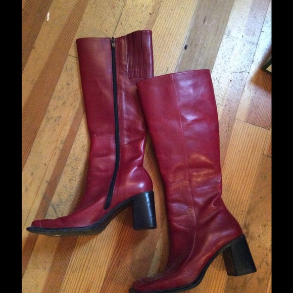 Red leather boots