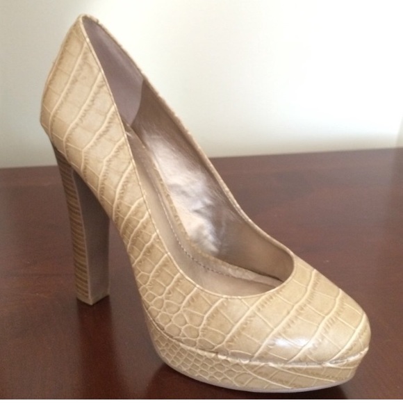 Bcbg heels leather snakeskin reptile chunky heels - Picture 2 of 4