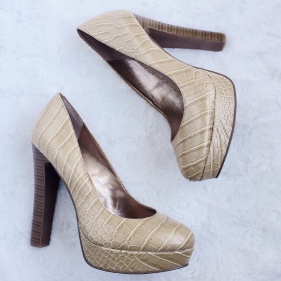 Bcbg heels leather snakeskin reptile chunky heels - Picture 4 of 4