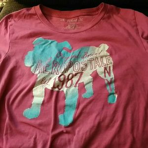 Pink Aeropostale Bulldog logo tee