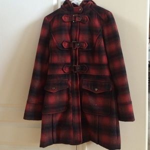 Steve Madden Plaid Brushed Wool Coat, size S