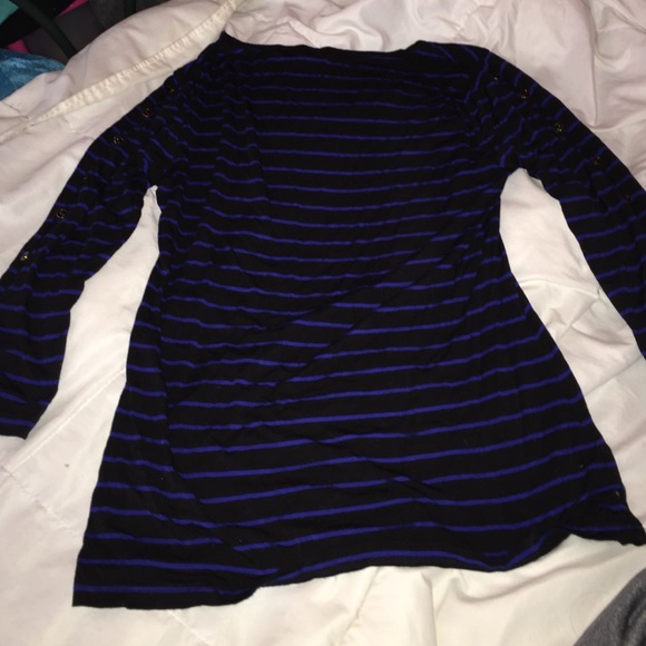 Black and blue striped blouse