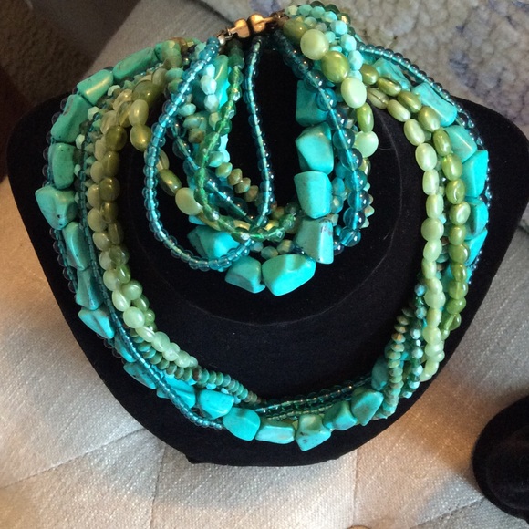 ❤️ 2X HP❤️Gorgeous Turquoise And Bead Jewelry Set. - Picture 4 of 4