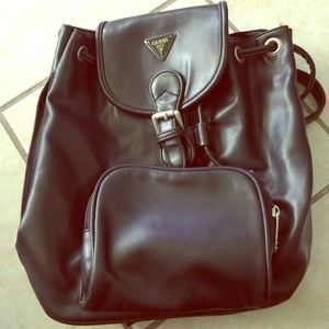 Black Leather Guess Backpack