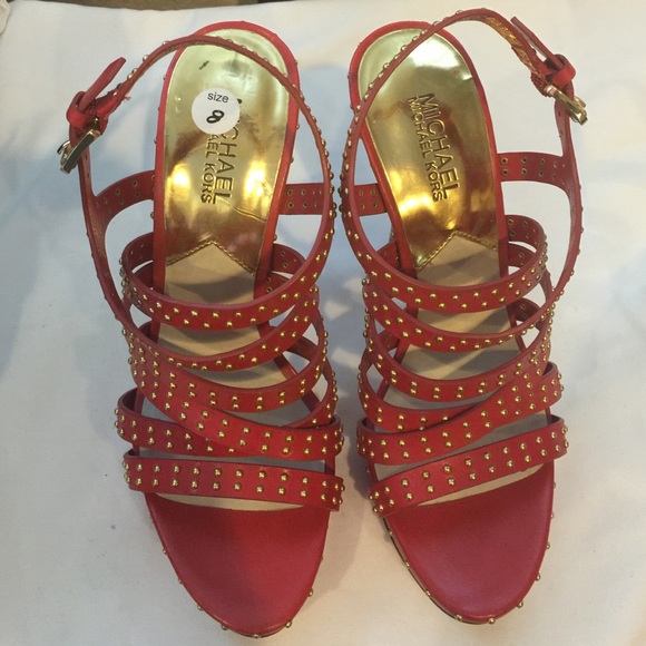 MICHAEL Michael Kors Orange Leather Studded Heels