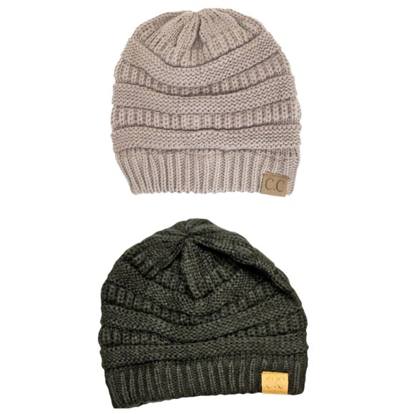 Zara Accessories - Black and taupe beanies