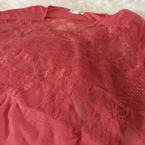 Flowing orange and lace lovely fall shirt