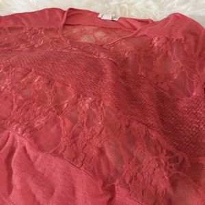 Flowing orange and lace lovely fall shirt