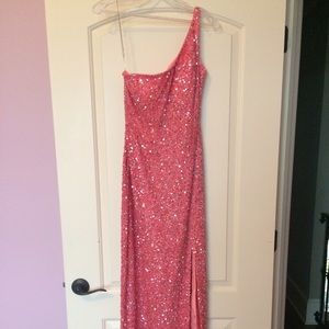 Floor length one shoulder prom/formal dress