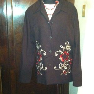 Sag Harbor Black Jacket with Red Gold Sz 16