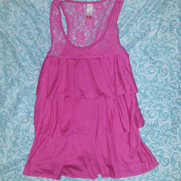 Fushia Layered / Floral Tank Top