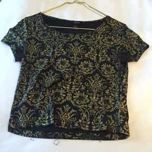 Forever 21 black & gold crop top