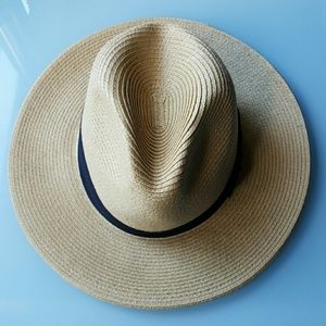 Straw Hat with Black Ribbon