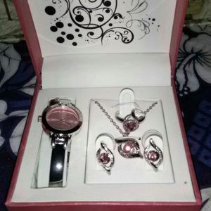 Set ; Earrings, Necklace , Watch, Ring
