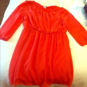 Orange long sleeve synch waist dress