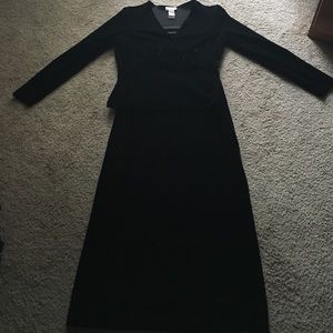 Liz Claiborne black velvet 2 piece skirt and top