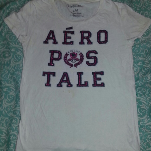 White Aeropostal Shirt Glittery writting